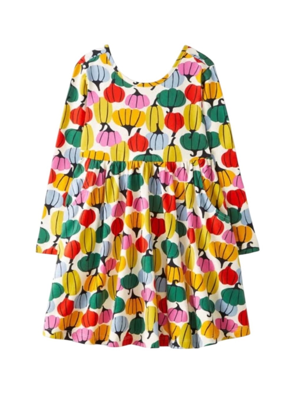 Hanna Andersson Kids Skater Dress Colorful Pumpkins Fall Cotton Girls Size 3T 90
